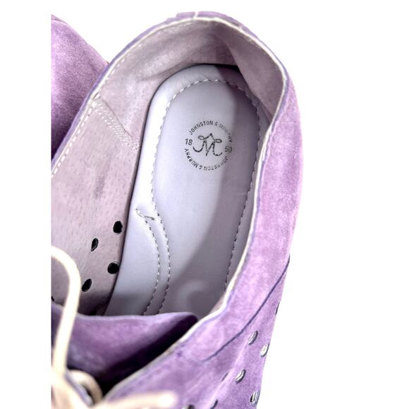 JOHNSTON & MURPHY Size 7 Purple Suede Lace Up Oxford Shoes with Cutouts - Picture 4 of 8